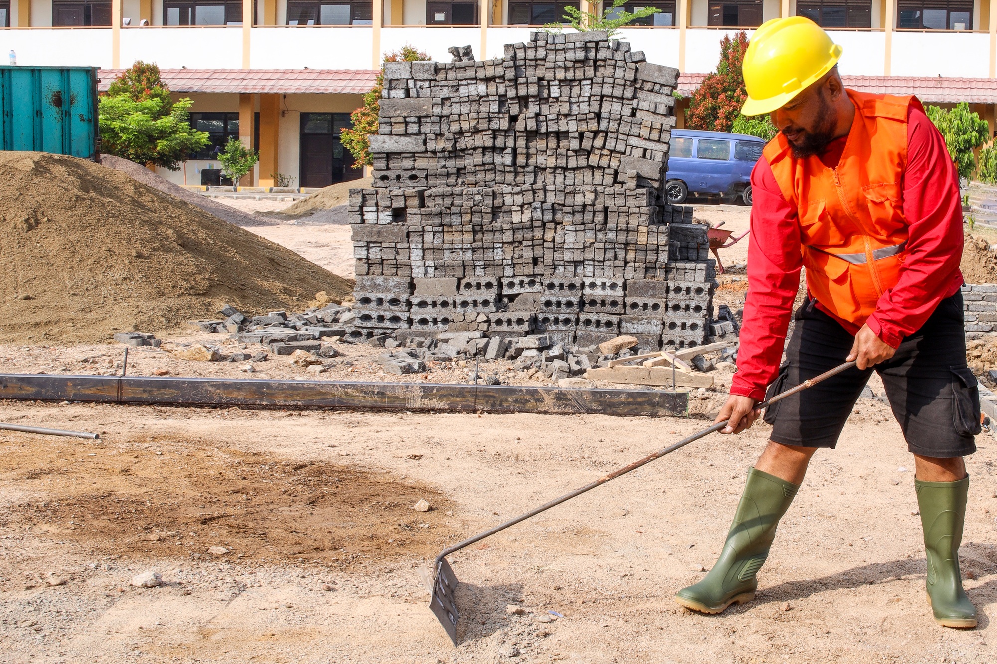Labor Activity at Construction Site